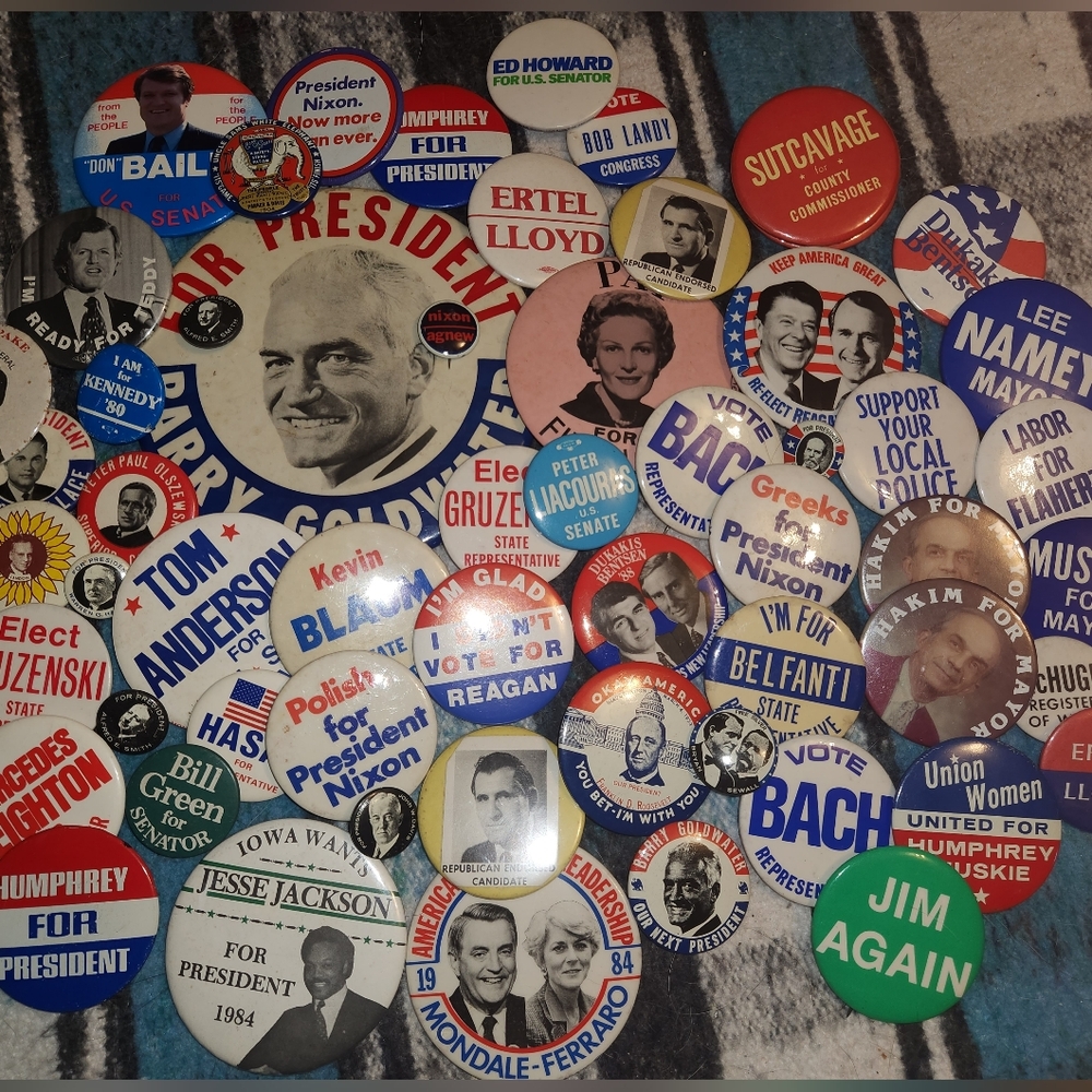 Vintage Political Campaign Buttons Collection *60 Pins*